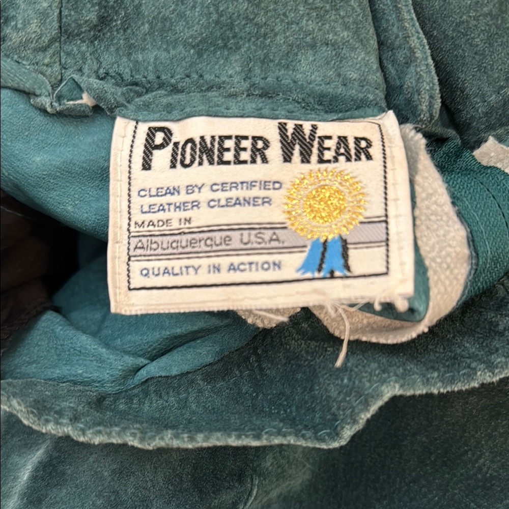 Vintage Teal Leather Mini Skirt